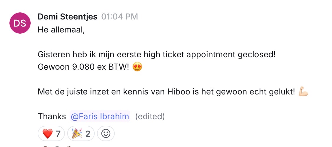 Resultaat van een Hiboo-student, screenshot 7
